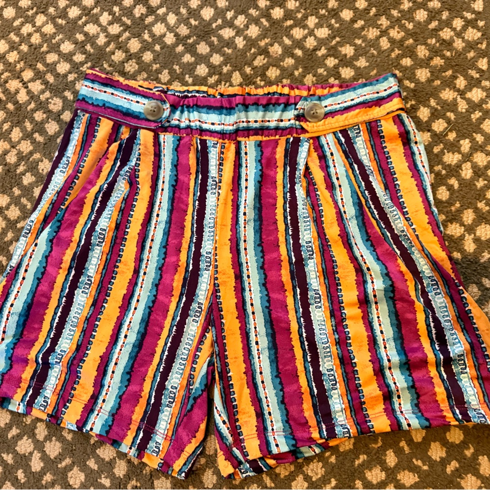 Robert Louis Multicolor Striped High Waist Shorts